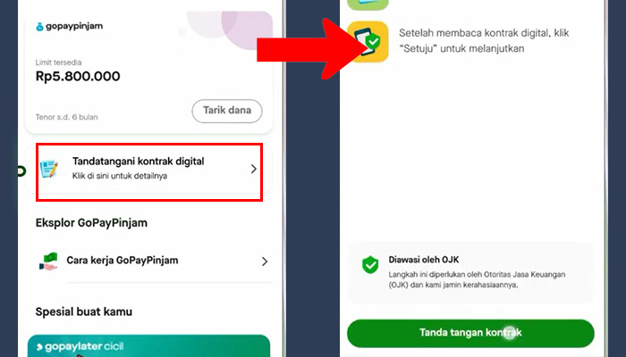 gopay gopaypinjam tanda tangani kontrak