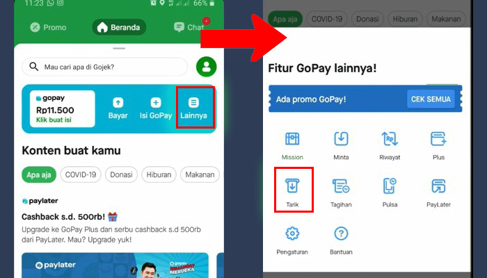 gopay lainnya - tarik