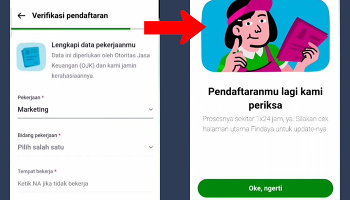 gopay later data pekerjaan - pengajuan terkirim