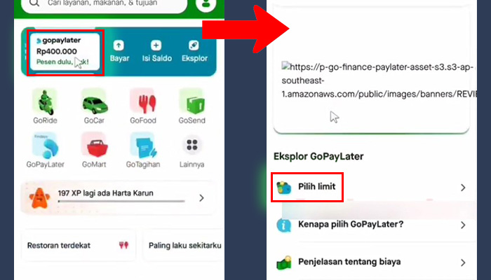 gopay later - pilih limit