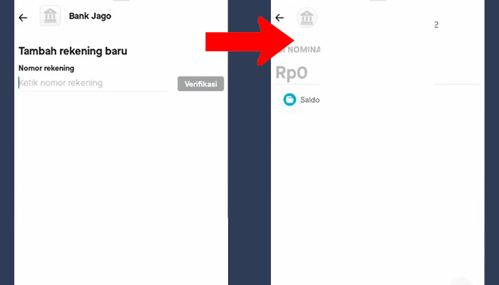 gopay nomor rekening bank jago - isi nominal