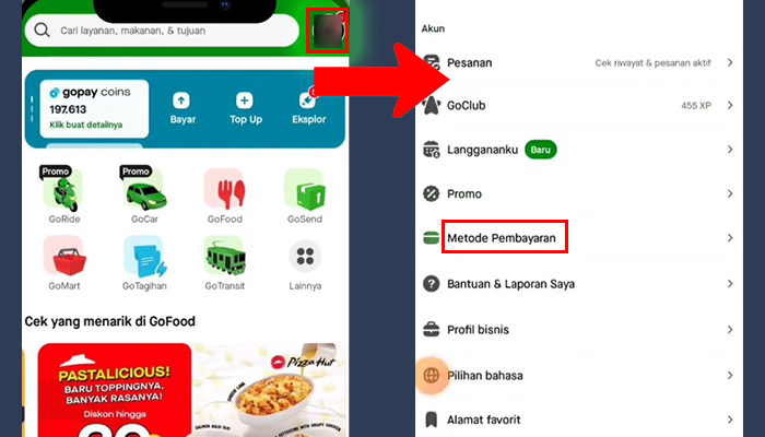 gopay profil - metode pembayaran