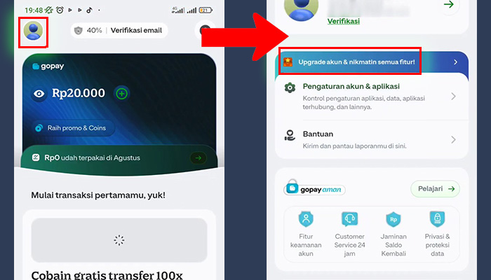 gopay profil - upgrade akun