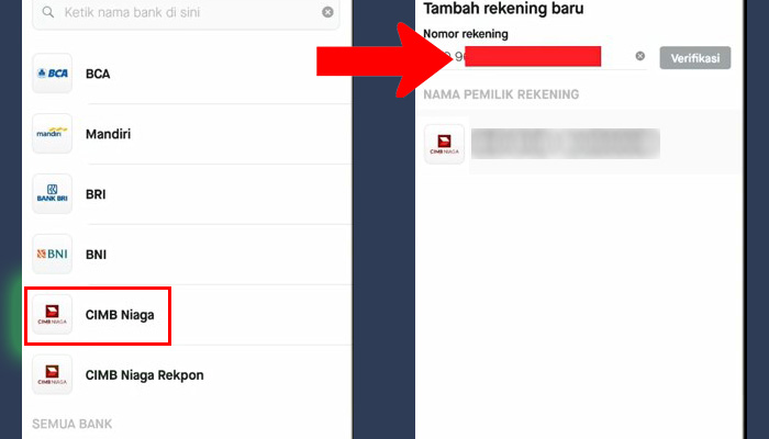 gopay tarik CIMB Niaga - nomor rekening