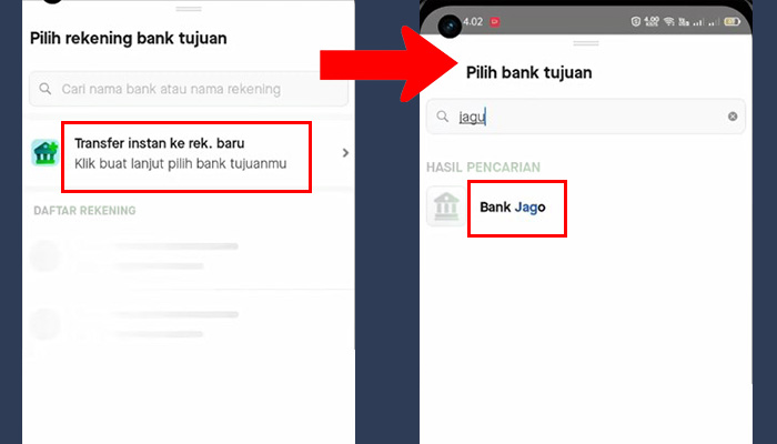 gopay transfer instan ke rek baru - bank jago