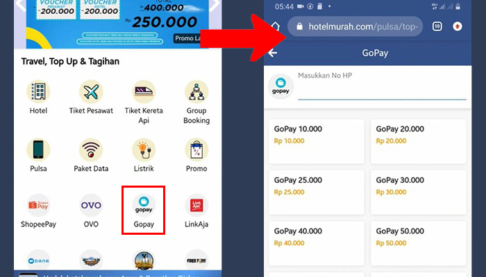 hotel murah gopay - no hp saldo