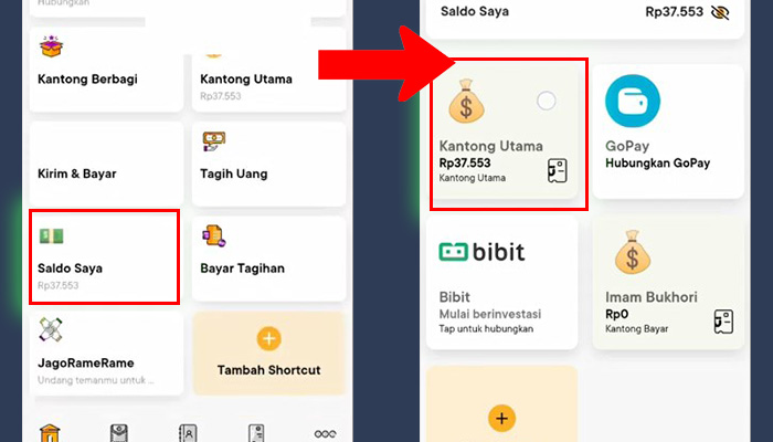 jago saldo saya - kantong utama