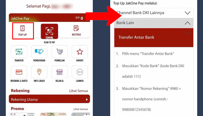 jakone mobile top up - bank lain
