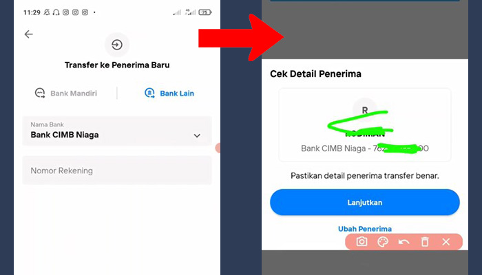 mandiri livin transfer ke cimb niaga