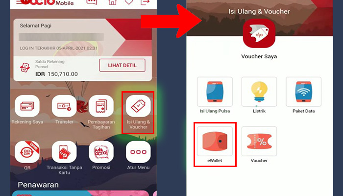 octo mobile isi ulang dan voucher - ewallet