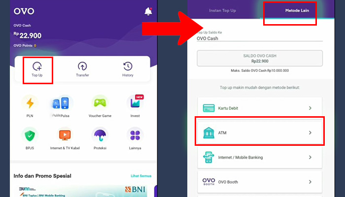 ovo top up - metode lain atm