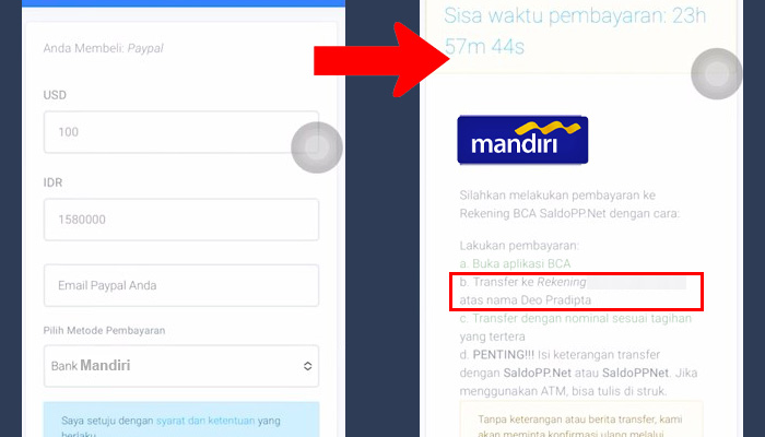 saldopp beli saldo - bank mandiri