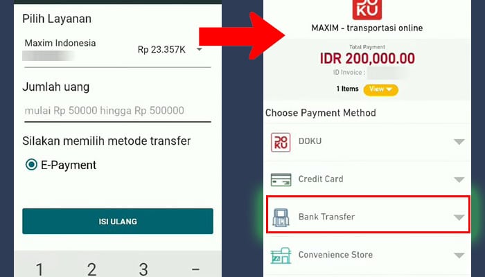 taxsee driver jumlah uang - bank transfer