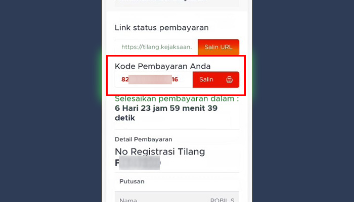 tilang kejaksaan kode billing