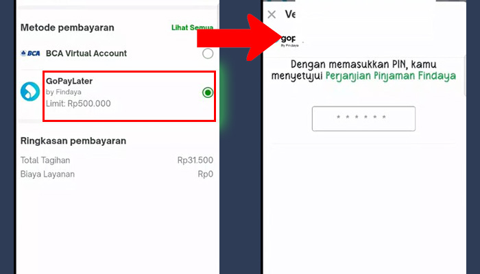 tokopedia gopay later - pin gopay