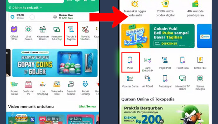 tokopedia top up dan tagihan - pulsa