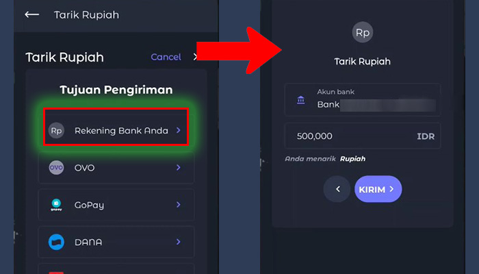 triv tujuan pengiriman rekening bank