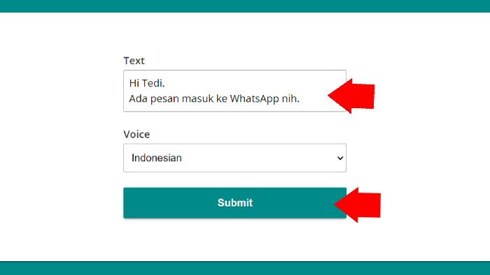 tulis teks dengan benar lalu tekan submit