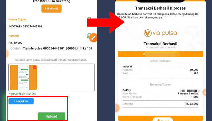 viapulsa lampirkan upload - transaksi berhasil