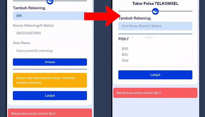 zahra convert tambah rekening - lanjut