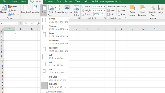 Cara Setting Ukuran Kertas B5 di Excel