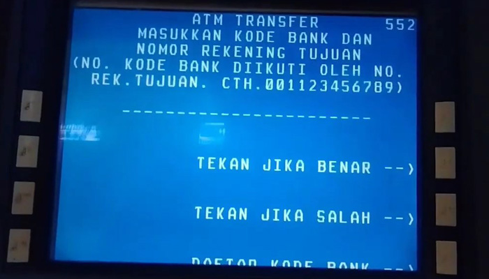 atm bri kode bank nomor rekening tujuan