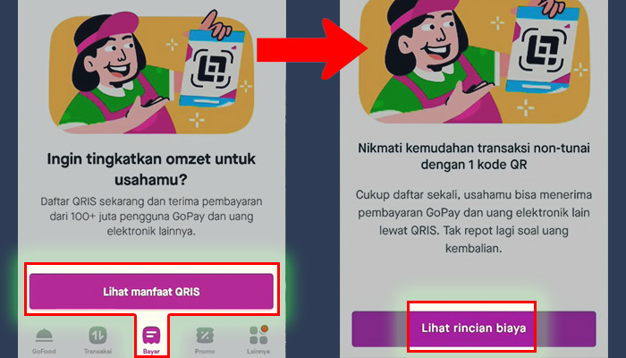 gobiz bayar lihat manfaat qris - lihat rincian biaya