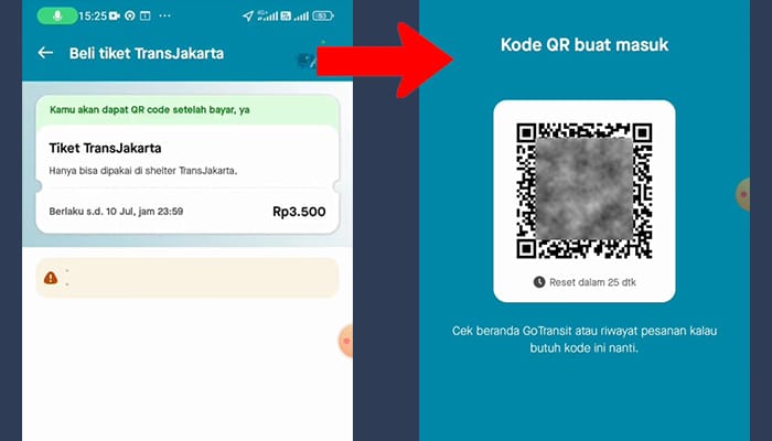 gopay bayar tiket - qr code