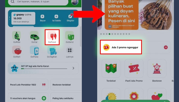 gopay gofood - ada 3 promo nganggur