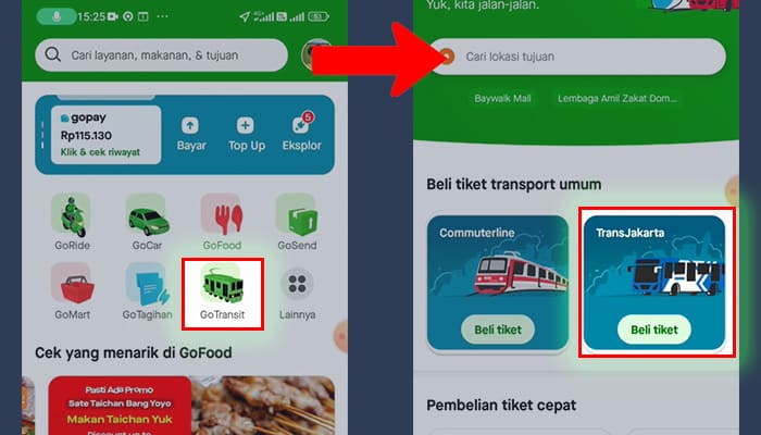 gopay gotransit - transjakarta beli tiket