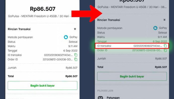 gopay id transaksi