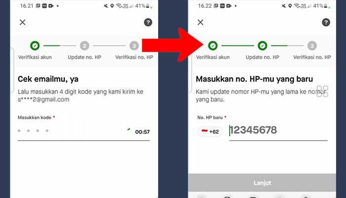 gopay kode otp email - nomor hp baru