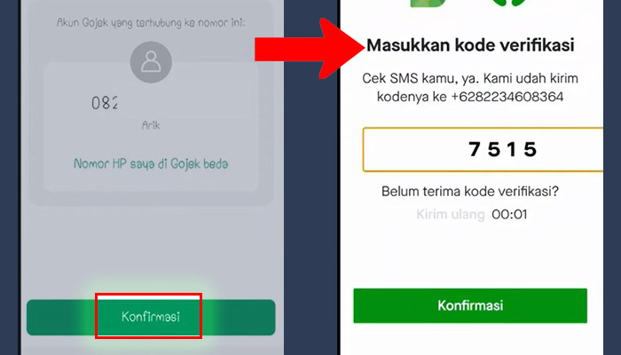 gopay konfirmasi sambungin akun - kode verifikasi