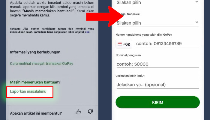 gopay laporkan masalahmu - kirim