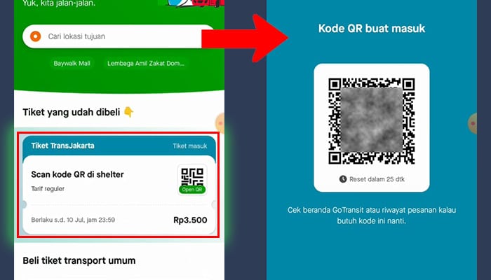gopay tiket transjakarta - qr code