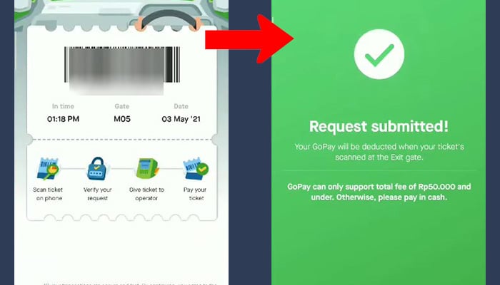 gopay verifikasi tiket parkir - permintaan terkirim