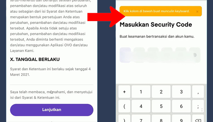 mypertamina lanjutkan - security code