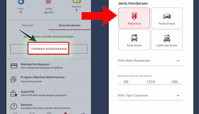 mypertamina tambah kendaraan