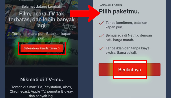 netflix selesaikan pendaftaran - berikutnya