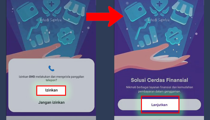 ovo izinkan melakukan panggilan telepon - lanjutkan