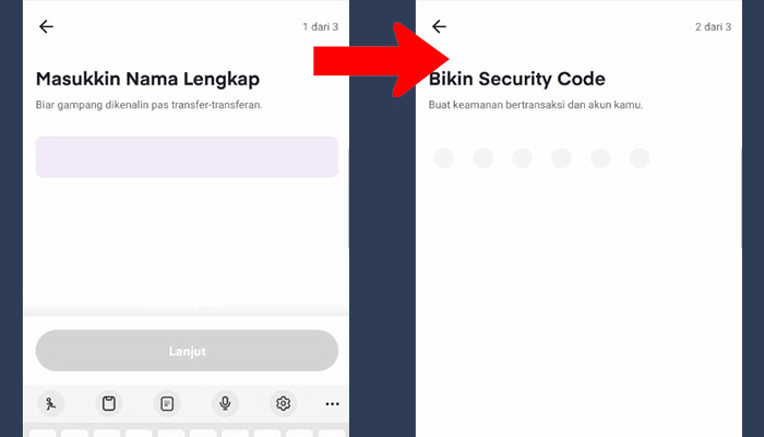 ovo masukan nama lengkap - bikin security code