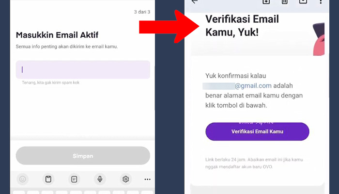 ovo masukin email aktif - verifikasi email