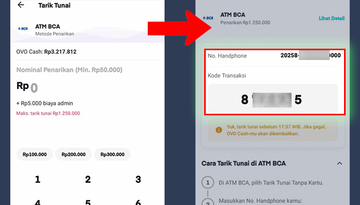 ovo tarik tunai bca nominal - kode transaksi