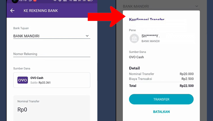 ovo transfer ke rekening bank - konfirmasi