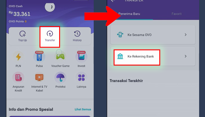 ovo transfer - ke sesama bank