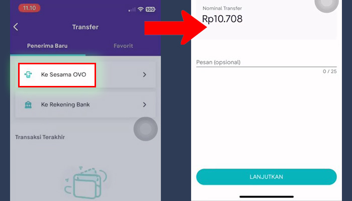 ovo transfer ke sesama ovo - nomor handphone nominal