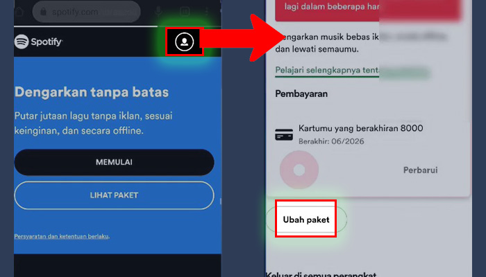 spotify profil - ubah paket