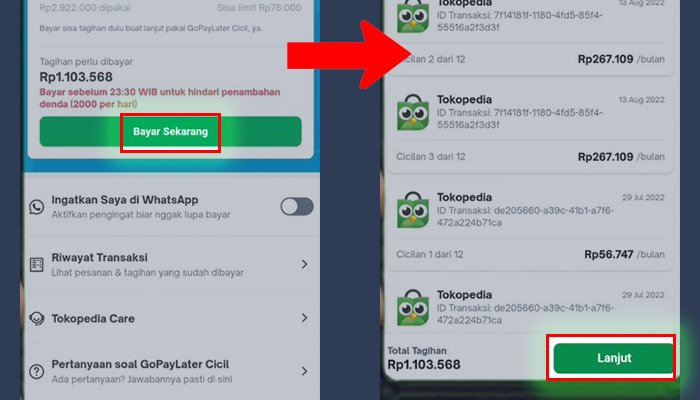 tokopedia bayar sekarang gopay paylater - lanjut