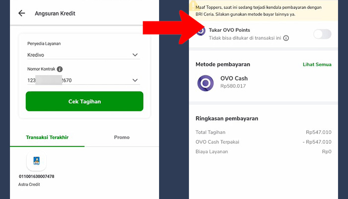 tokopedia cek tagihan kredivo - bayar ovo