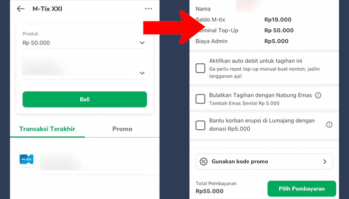 tokopedia m-tix beli - pilih pembayaran